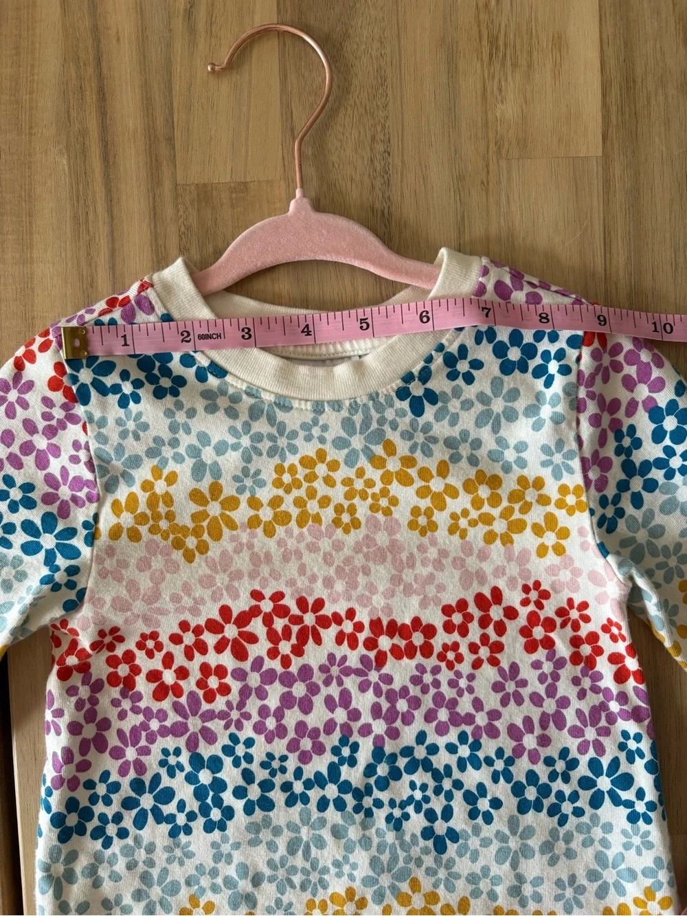 Hanna Andersson Toddler Tunic Dress Long Sleeve “Floral Rainbow on Ecru” 3T